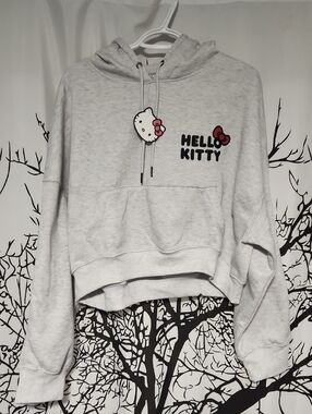 Hello Kitty Grey Cropped Hoodie